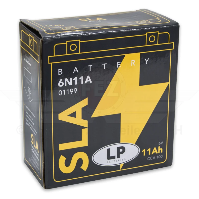 Batterie 6V 11,0Ah (Vlies - wartungsfrei) 6N11A "CCA 100" (LP Batteries)