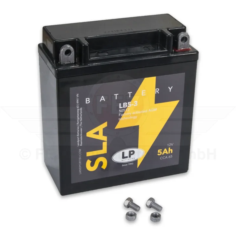 Batterie 12V 5,0Ah (Vlies - wartungsfrei) LB5-3 "CCA 65" passend für S51, S70, SR50, SR80, S53, S83, IWL TR150 Troll (LP Batteries)
