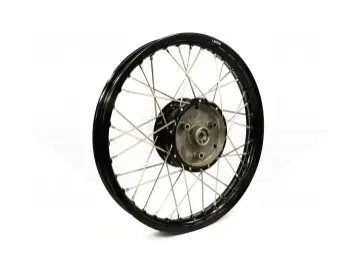 Speichenrad - 16 Zoll (Felge 1,50x16 Alu schwarz, Nabe Tuning schwarz, Speichensatz verchromt) 16" passend für alle Moped-Typen