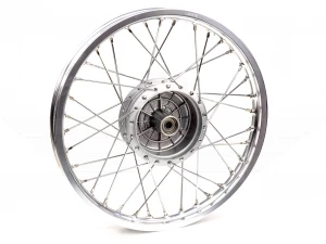 Speichenrad - 16 Zoll (Felge 1,50x16 Alu eloxiert, Nabe Silber, Speichensatz verchromt) 16" passend für alle Moped-Typen
