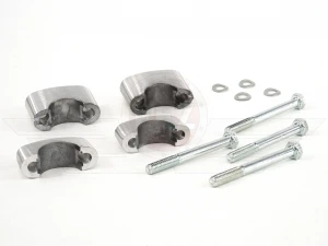 Lenkerauflage und Lenkerhalteschale im Set (12-teilig) gebürstet 2x oben & 2x unten mit Zubehör passend für S50, S51, S70, Enduro